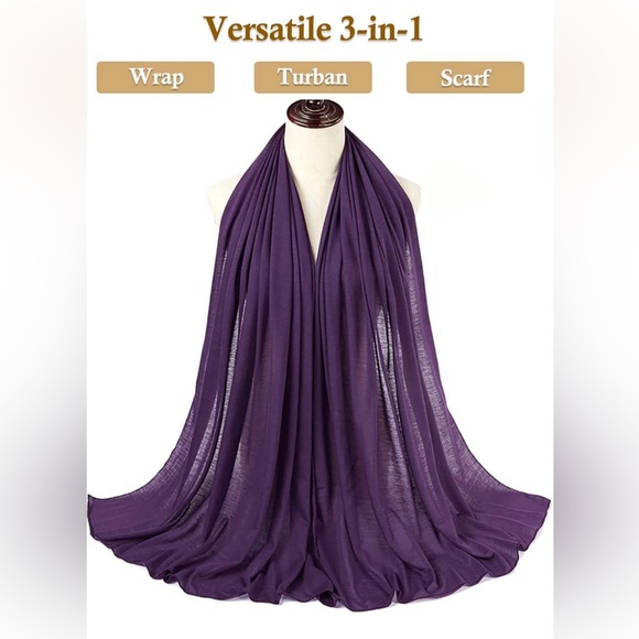 Dark Purple Stretch Turban African Head Wraps Scarf Soft Hijab for Locs Braids - Picture 5 of 5